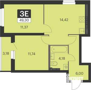 2-к квартира, вторичка, 49м2, 8/18 этаж