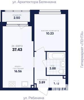 1-к квартира, вторичка, 37м2, 25/26 этаж