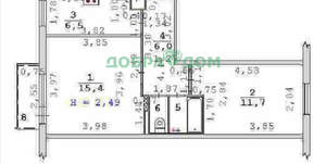 2-к квартира, вторичка, 44м2, 2/5 этаж