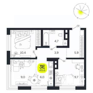 3-к квартира, вторичка, 50м2, 9/27 этаж