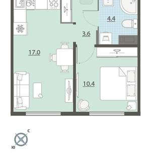 1-к квартира, вторичка, 35м2, 9/24 этаж