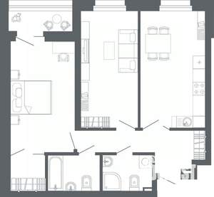 2-к квартира, вторичка, 71м2, 16/25 этаж