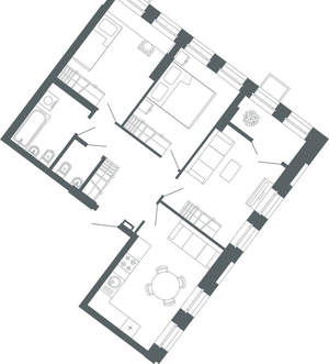 3-к квартира, вторичка, 74м2, 1/27 этаж