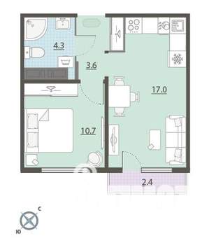 1-к квартира, вторичка, 37м2, 12/24 этаж