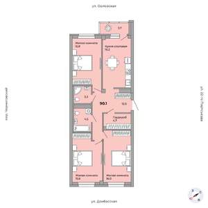 3-к квартира, вторичка, 89м2, 14/21 этаж