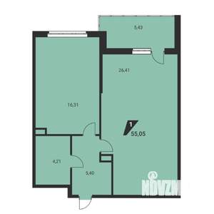 1-к квартира, вторичка, 55м2, 7/25 этаж