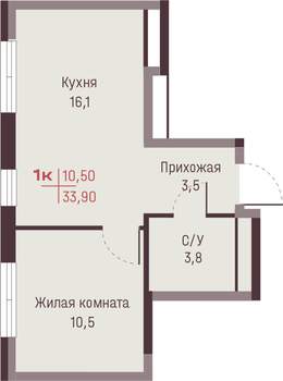 1-к квартира, вторичка, 34м2, 6/20 этаж