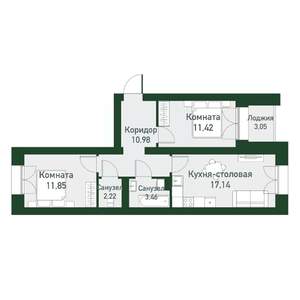 2-к квартира, вторичка, 53м2, 4/4 этаж