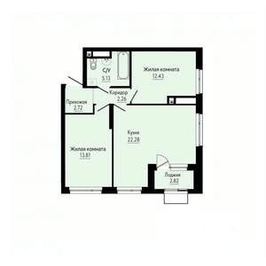 2-к квартира, вторичка, 60м2, 15/30 этаж