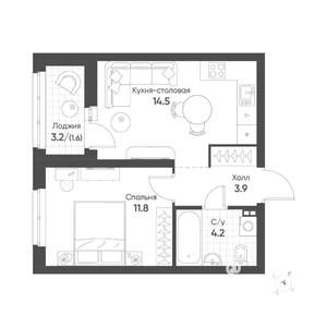 1-к квартира, строящийся дом, 36м2, 11/16 этаж