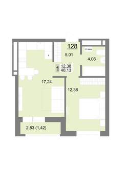 1-к квартира, строящийся дом, 40м2, 15/22 этаж
