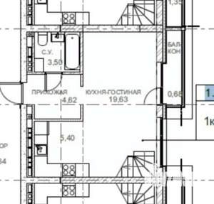 1-к квартира, вторичка, 48м2, 12/13 этаж