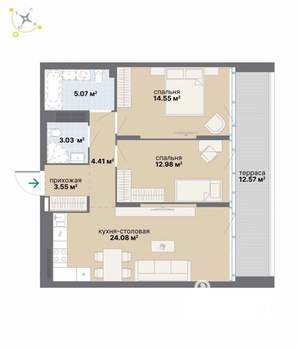 2-к квартира, вторичка, 80м2, 8/9 этаж