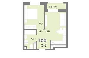 1-к квартира, вторичка, 38м2, 26/26 этаж
