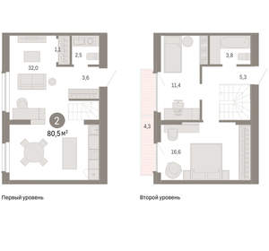 2-к квартира, вторичка, 81м2, 8/9 этаж