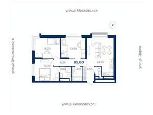 3-к квартира, вторичка, 86м2, 21/30 этаж