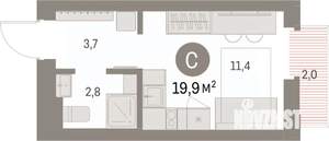 Студия квартира, вторичка, 20м2, 5/9 этаж