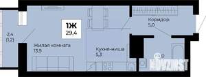 Студия квартира, строящийся дом, 29м2, 9/25 этаж