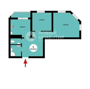 2-к квартира, вторичка, 58м2, 24/25 этаж