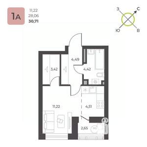 Студия квартира, строящийся дом, 31м2, 3/23 этаж