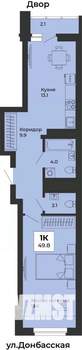 2-к квартира, строящийся дом, 50м2, 22/25 этаж