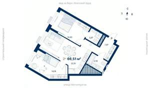 2-к квартира, вторичка, 67м2, 14/31 этаж