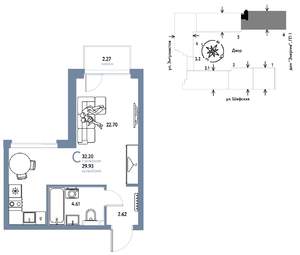 Студия квартира, строящийся дом, 32м2, 3/24 этаж