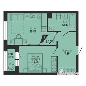 1-к квартира, вторичка, 40м2, 2/31 этаж