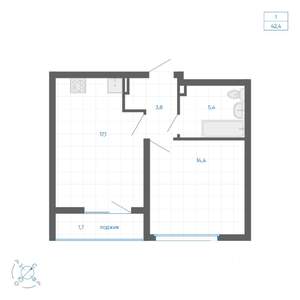 1-к квартира, вторичка, 42м2, 9/32 этаж