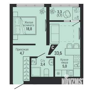 1-к квартира, вторичка, 34м2, 8/31 этаж
