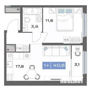1-к квартира, строящийся дом, 41м2, 10/25 этаж