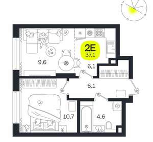 2-к квартира, вторичка, 37м2, 2/27 этаж