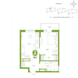 1-к квартира, вторичка, 49м2, 11/16 этаж