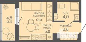 Студия квартира, вторичка, 23м2, 4/16 этаж