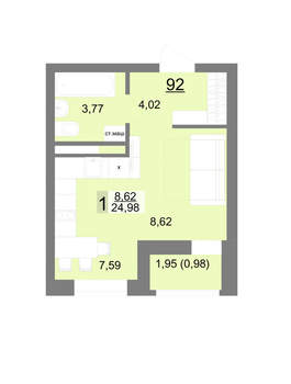 Студия квартира, вторичка, 25м2, 8/22 этаж