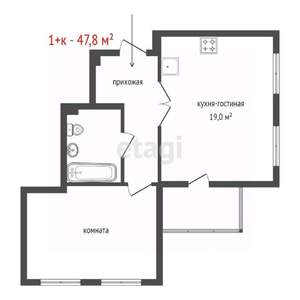 1-к квартира, вторичка, 48м2, 3/32 этаж