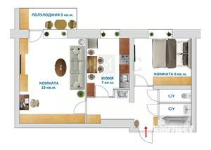 2-к квартира, вторичка, 42м2, 4/9 этаж