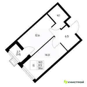 1-к квартира, вторичка, 39м2, 9/31 этаж