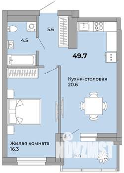 1-к квартира, сданный дом, 50м2, 18/21 этаж