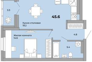 1-к квартира, сданный дом, 46м2, 12/15 этаж