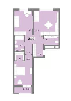 2-к квартира, строящийся дом, 80м2, 6/17 этаж