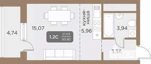 Студия квартира, вторичка, 31м2, 8/24 этаж