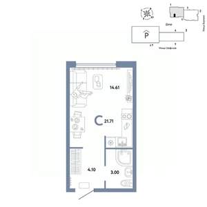 Студия квартира, вторичка, 22м2, 18/24 этаж