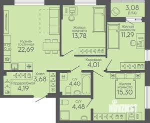3-к квартира, вторичка, 85м2, 1/16 этаж