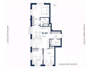 3-к квартира, вторичка, 91м2, 14/22 этаж