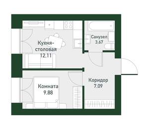 1-к квартира, вторичка, 33м2, 4/4 этаж