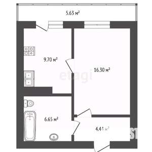 1-к квартира, вторичка, 37м2, 2/3 этаж
