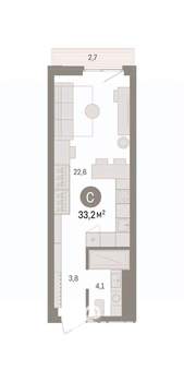 Студия квартира, вторичка, 33м2, 8/25 этаж