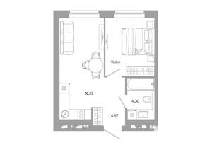 1-к квартира, вторичка, 36м2, 13/24 этаж