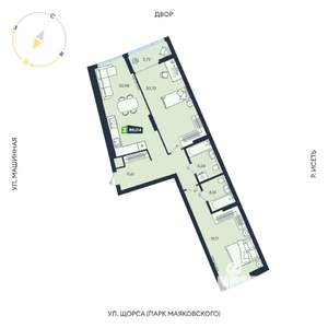 2-к квартира, строящийся дом, 86м2, 12/31 этаж